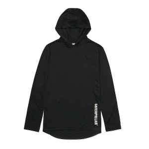 Black Men's Caterpillar Coolmax Lightweight Pullover Hoodie | 841239-IHX