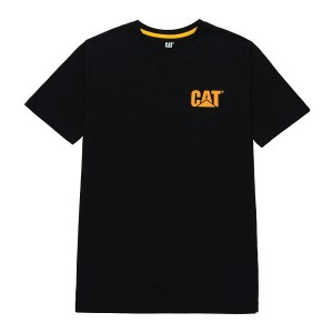 Black Men's Caterpillar Graphic Tee T-Shirt | 634819-LKF