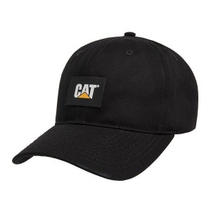 Black Men's Caterpillar Logo Label Unstructured Caps | 216837-QUG