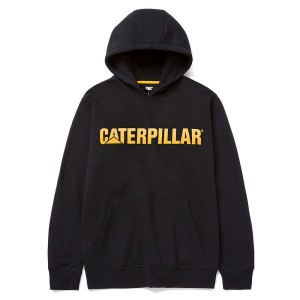 Black Men's Caterpillar Midweight Caterpillar Hooded Sweatshirt | 108672-ORV