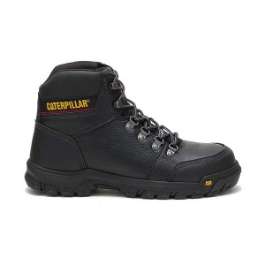 Black Men's Caterpillar Outline Steel Toe Work Boots | 762315-LKB