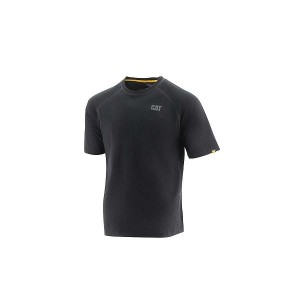 Black Men's Caterpillar Performance Short Sleeve Tee T-Shirt | 192486-ZSN