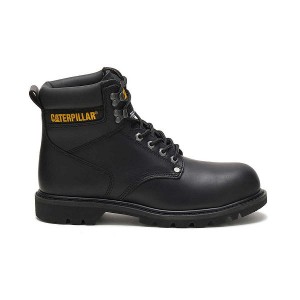 Black Men's Caterpillar Second Shift Steel Toe Work Boots | 692734-ZSM