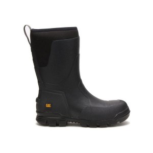 Black Men's Caterpillar Stormers 11" Steel Toe Rubber Boots | 750864-XIW