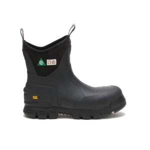 Black Men's Caterpillar Stormers 6" Steel Toe CSA Rubber Boots | 072936-MIK