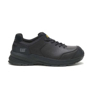 Black Men's Caterpillar Streamline 2.0 Leather Composite Toe Work Shoes | 753062-HPE