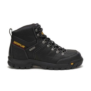 Black Men's Caterpillar Threshold Waterproof Steel Toe Work Boots | 980614-JMB