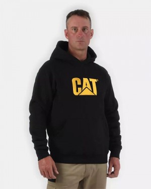 Black Men's Caterpillar Trademark Hoodie | 304628-HKM