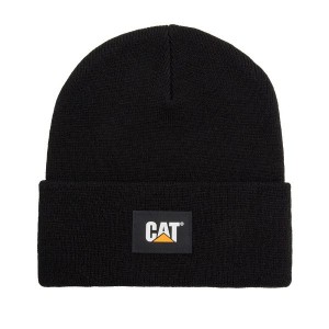 Black Women's Caterpillar Cat Label Cuff Beanie | 246795-YSG