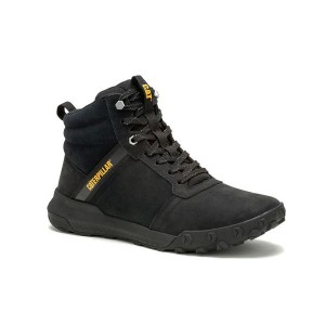 Black / Black Men's Caterpillar Hex Ready Mid Boots | 598201-RDK