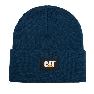 Blue Men's Caterpillar Cat Label Cuff Beanie | 405761-CRJ