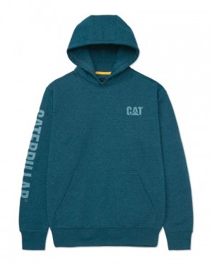 Blue Men's Caterpillar Trademark Banner Hoodie | 932685-SJX