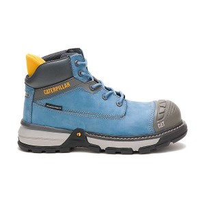 Blue Women's Caterpillar Excavator Superlite Waterproof Carbon Composite Toe Work Boots | 543862-XZF