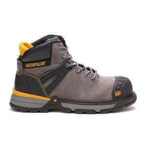 Blue / Grey Men's Caterpillar Excavator Superlite Waterproof Carbon Composite Toe Work Boots | 805713-MYB