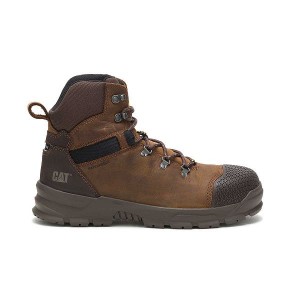 Brown Men's Caterpillar Accomplice X Waterproof Steel Toe Work Boots | 563047-VJL