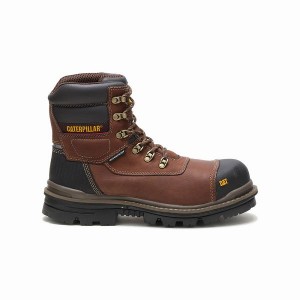 Brown Men's Caterpillar Adhesion Ice + Thinsulate Composite Toe Work Boots | 507864-RWS