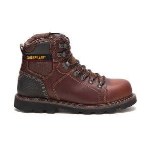 Brown Men's Caterpillar Alaska 2.0 Steel Toe Work Boots | 318275-NYK