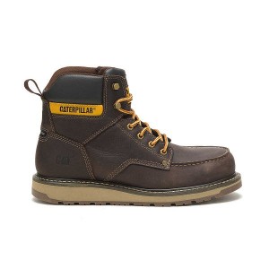 Brown Men's Caterpillar Calibrate Steel Toe Work Boots | 501283-NFE