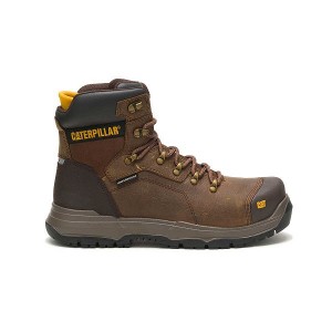 Brown Men's Caterpillar Diagnostic 2.0 Waterproof Steel Toe Work Boots | 621435-TGM