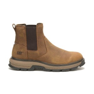 Brown Men's Caterpillar Exposition Chelsea Work Boots | 708356-QHL