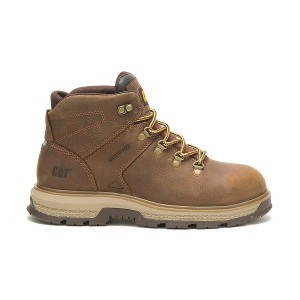 Brown Men's Caterpillar Exposition Hiker Waterproof Alloy Toe Work Boots | 142593-MBL