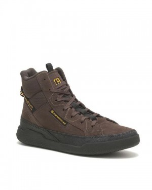 Brown Men's Caterpillar Hex Hi Utility Sneakers | 945873-PZW