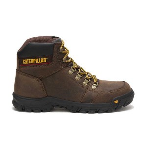 Brown Men's Caterpillar Outline Work Boots | 908154-CDF