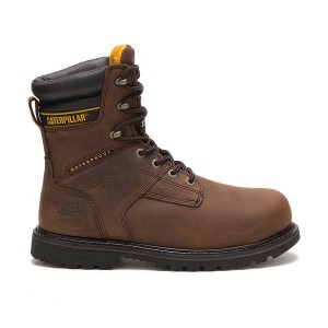 Brown Men's Caterpillar Salvo 8" Waterproof Steel Toe Thinsulate™ Work Boots | 946705-XHN