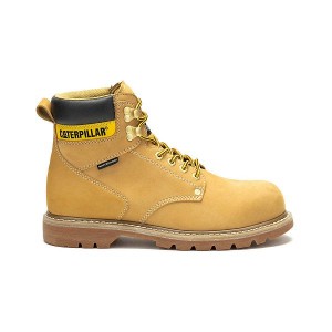 Brown Men's Caterpillar Second Shift Waterproof Steel Toe Work Boots | 357924-PEV