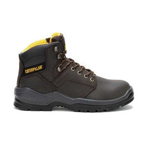 Brown Men's Caterpillar Striver Waterproof Steel Toe Work Boots | 647853-LWF