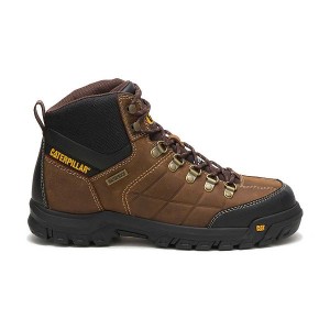 Brown Men's Caterpillar Threshold Waterproof Steel Toe Work Boots | 140765-ARD