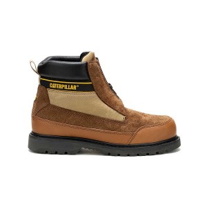 Brown Men's Caterpillar Utah Zip Boots | 197608-EOR