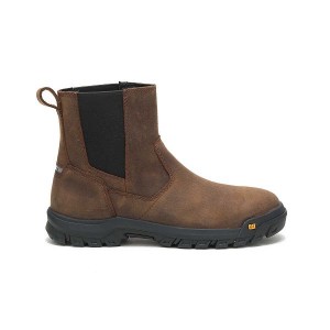 Brown Men's Caterpillar Wheelbase Steel Toe Work Boots | 903624-TED