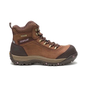 Brown Women's Caterpillar Ally Waterproof Composite Toe Work Boots | 864709-RAY