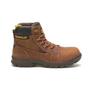 Brown Women's Caterpillar Resorption Waterproof Composite Toe Work Boots | 530471-MEQ