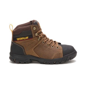 Brown Women's Caterpillar Wellspring Waterproof Metatarsal Guard Steel Toe Work Boots | 952417-WIP