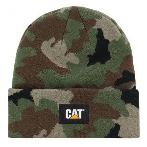 Camo Men's Caterpillar Cat Label Cuff Beanie | 546987-VQM