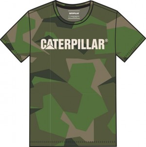 Camo Men's Caterpillar Original Fit Caterpillar Logo Tee T-Shirt | 914785-UFV