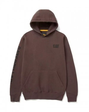 Chocolate Men's Caterpillar Trademark Banner Hoodie | 842573-NJD