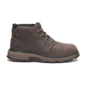 Coffee Men's Caterpillar Exposition 4.5" Alloy Toe Static Dissipative Work Boots | 978041-UAP