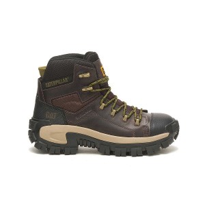 Coffee Men's Caterpillar Invader Hiker Waterproof Composite Toe Work Boots | 014673-IPF