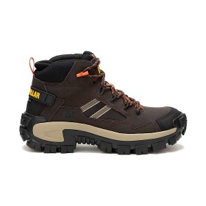 Coffee Men's Caterpillar Invader Mid Vent Composite Toe Work Boots | 025461-LTI