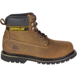 Dark / Brown Men's Caterpillar Holton Steel Toe S3 HRO SRC Work Boots | 287935-FTC