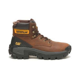 Dark / Brown Men's Caterpillar Invader Hi Steel Toe Work Boots | 189076-AKF