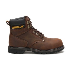 Dark / Brown Men's Caterpillar Second Shift Steel Toe Work Boots | 157290-NCE