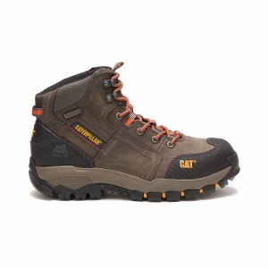 Dark / Grey Men's Caterpillar Navigator Mid Waterproof Steel Toe Work Boots | 647235-MUL