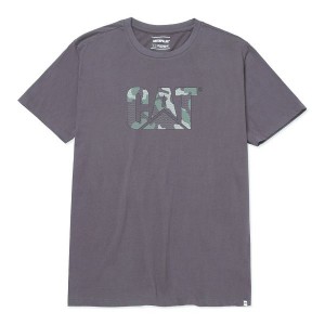 Dark / Grey Men's Caterpillar Original Fit Logo Tee T-Shirt | 485719-AUT