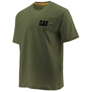 Green Men's Caterpillar Trademark Tee T-Shirt | 731642-ECN