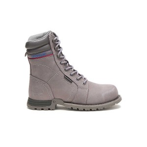 Grey Women's Caterpillar Echo Waterproof Steel Toe Work Boots | 793180-LCF