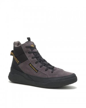 Grey / Black Men's Caterpillar Hex Hi Utility Sneakers | 865174-PYR